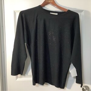 Elegant Black Women's Blouse with Subtle Sparkle size large NWT.